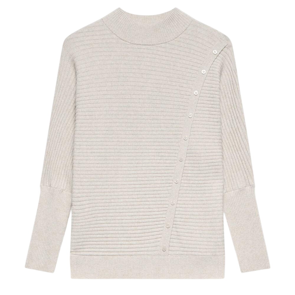 Mint Velvet Neutral Button Detail Ribbed Jumper